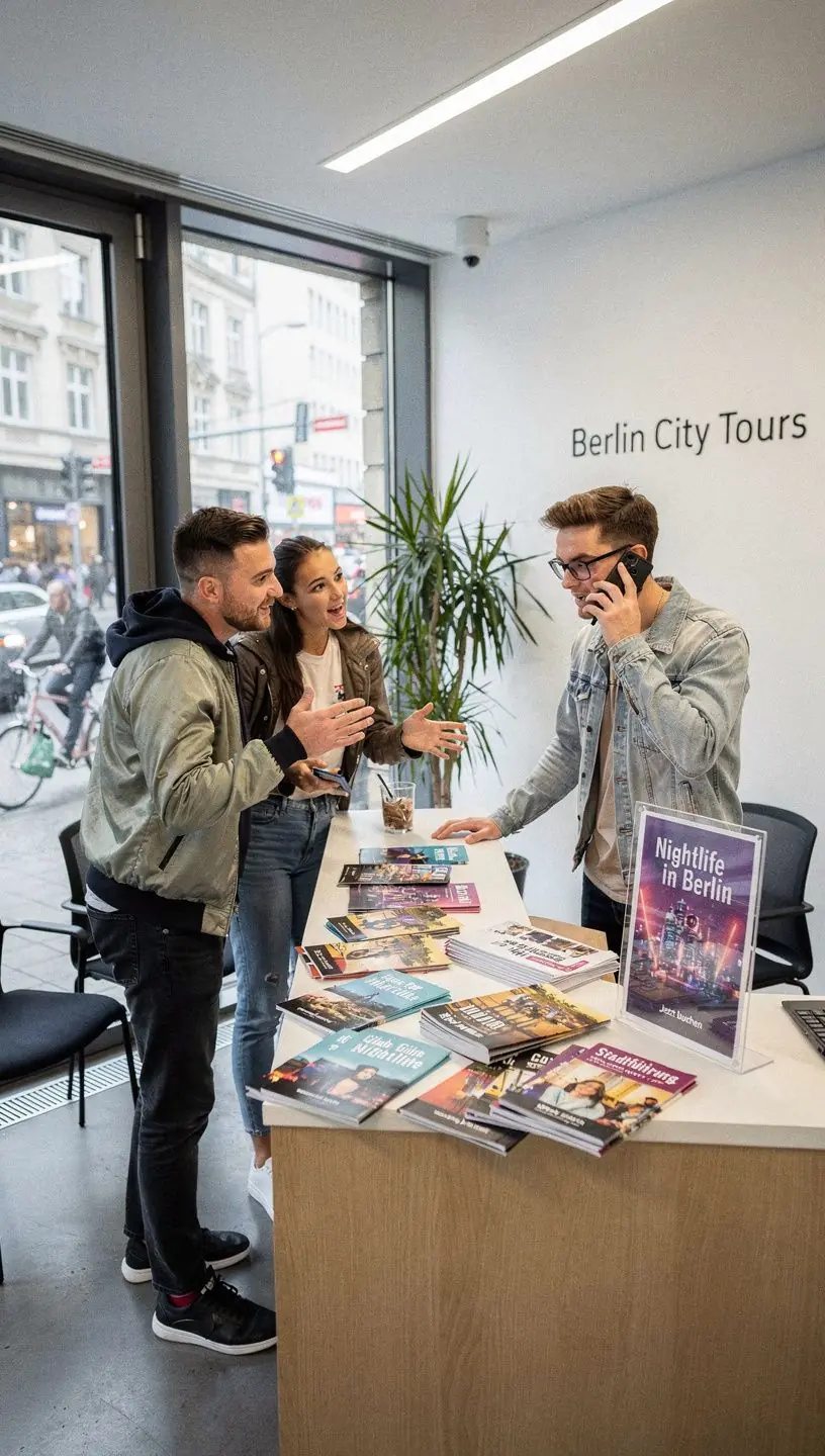 Gruppentour mit professionellem Guide und Teilnehmern auf einem Spaziergang durch eine Altstadt